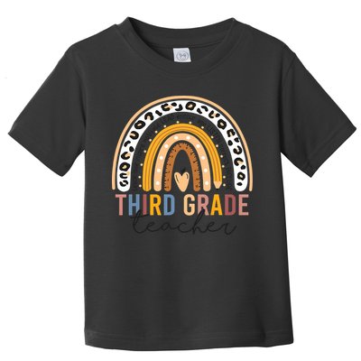 3rd Third Grade Teacher Cute Leopard Rainbow To School Toddler T-Shirt