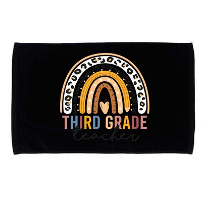 3rd Third Grade Teacher Cute Leopard Rainbow To School Microfiber Hand Towel