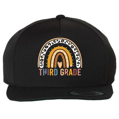 3rd Third Grade Teacher Cute Leopard Rainbow To School Wool Snapback Cap