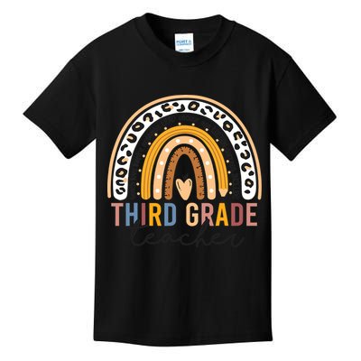 3rd Third Grade Teacher Cute Leopard Rainbow To School Kids T-Shirt