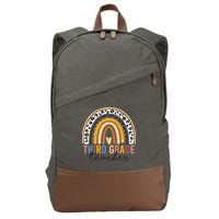 3rd Third Grade Teacher Cute Leopard Rainbow To School Cotton Canvas Backpack