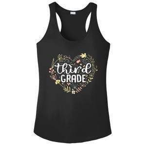 3rd Third Grade Floral Heart Back To School Teacher Ladies PosiCharge Competitor Racerback Tank