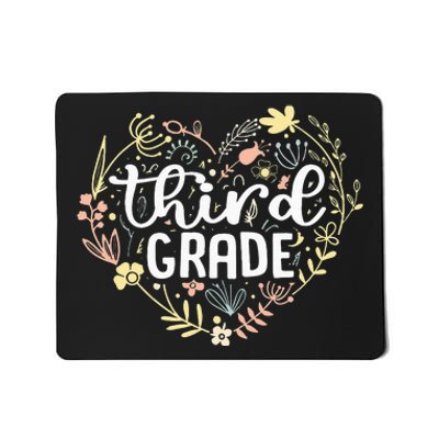 3rd Third Grade Floral Heart Back To School Teacher Mousepad