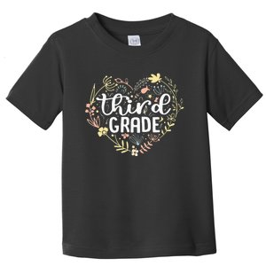 3rd Third Grade Floral Heart Back To School Teacher Toddler T-Shirt