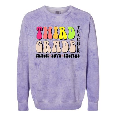 3Rd Third Grade Teacher Back To School Or Appreciation Week Great Gift Colorblast Crewneck Sweatshirt