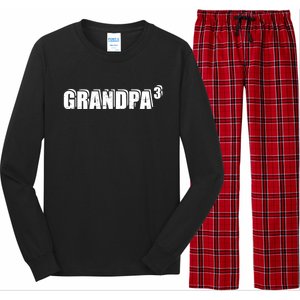 3rd Third Time Grandpa Of 3 Cute Gift Long Sleeve Pajama Set