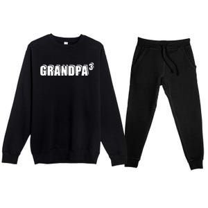 3rd Third Time Grandpa Of 3 Cute Gift Premium Crewneck Sweatsuit Set