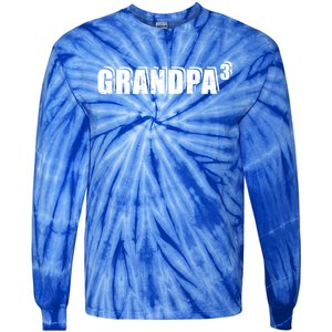 3rd Third Time Grandpa Of 3 Cute Gift Tie-Dye Long Sleeve Shirt