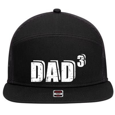 3rd Third Time Dad Father Of 3 Announcet Gift 7 Panel Mesh Trucker Snapback Hat