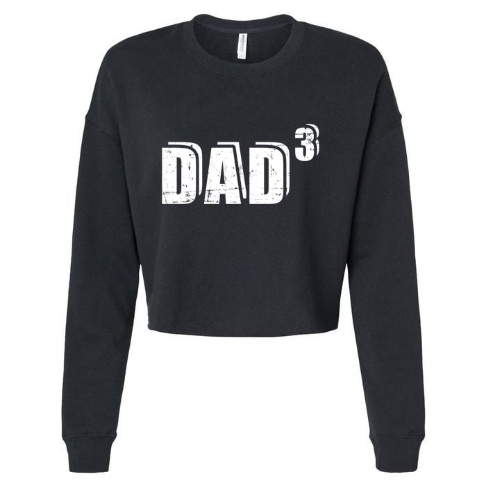3rd Third Time Dad Father Of 3 Announcet Gift Cropped Pullover Crew
