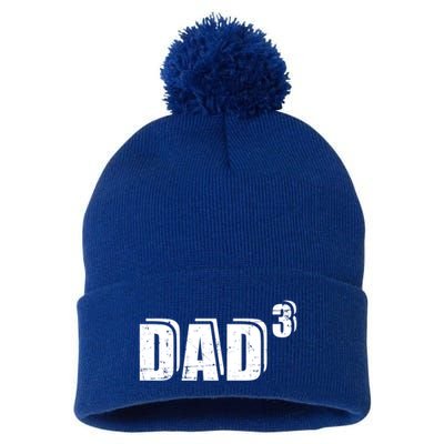 3rd Third Time Dad Father Of 3 Announcet Gift Pom Pom 12in Knit Beanie