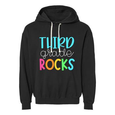 3rd Teacher Team Third Grade Rocks First Day Of Back To School Garment-Dyed Fleece Hoodie