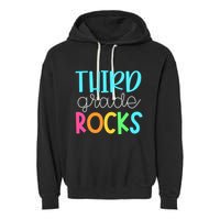 3rd Teacher Team Third Grade Rocks First Day Of Back To School Garment-Dyed Fleece Hoodie