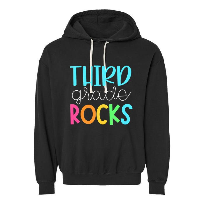 3rd Teacher Team Third Grade Rocks First Day Of Back To School Garment-Dyed Fleece Hoodie