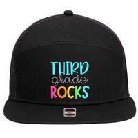 3rd Teacher Team Third Grade Rocks First Day Of Back To School 7 Panel Mesh Trucker Snapback Hat