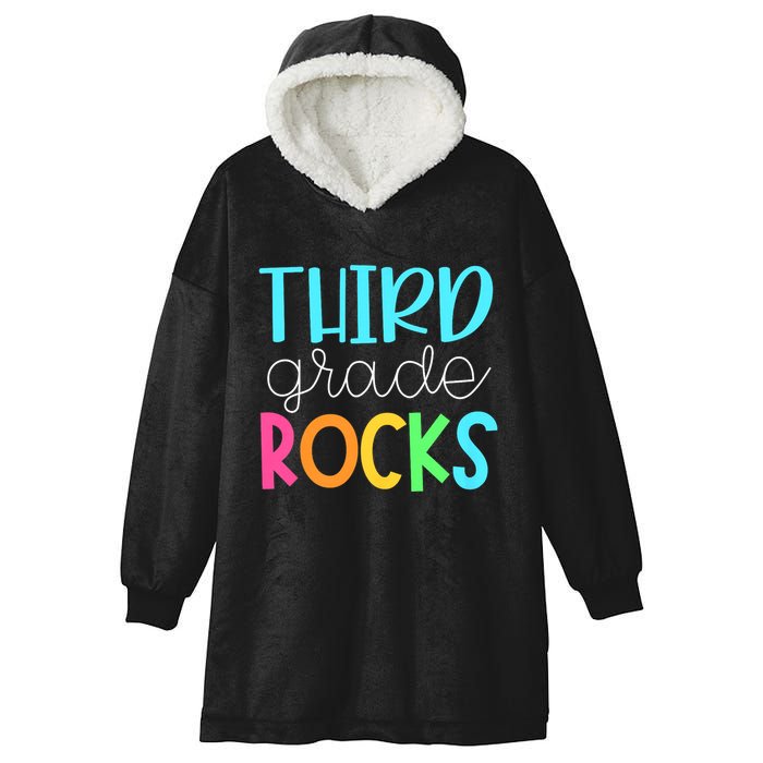 3rd Teacher Team Third Grade Rocks First Day Of Back To School Hooded Wearable Blanket