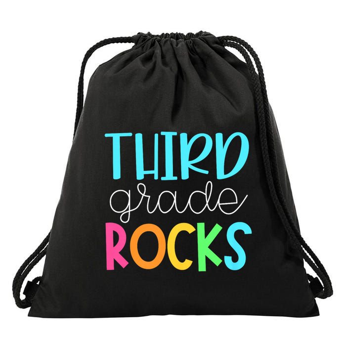 3rd Teacher Team Third Grade Rocks First Day Of Back To School Drawstring Bag