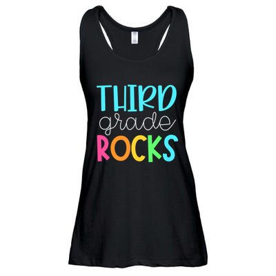 3rd Teacher Team Third Grade Rocks First Day Of Back To School Ladies Essential Flowy Tank