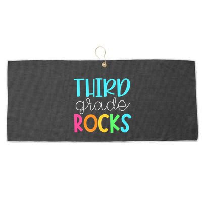 3rd Teacher Team Third Grade Rocks First Day Of Back To School Large Microfiber Waffle Golf Towel