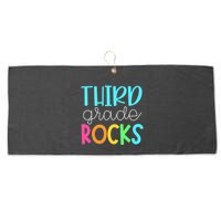 3rd Teacher Team Third Grade Rocks First Day Of Back To School Large Microfiber Waffle Golf Towel