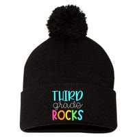 3rd Teacher Team Third Grade Rocks First Day Of Back To School Pom Pom 12in Knit Beanie