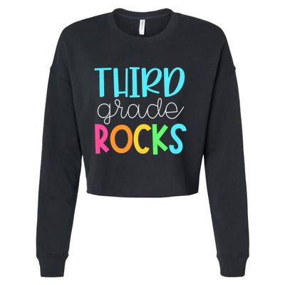 3rd Teacher Team Third Grade Rocks First Day Of Back To School Cropped Pullover Crew