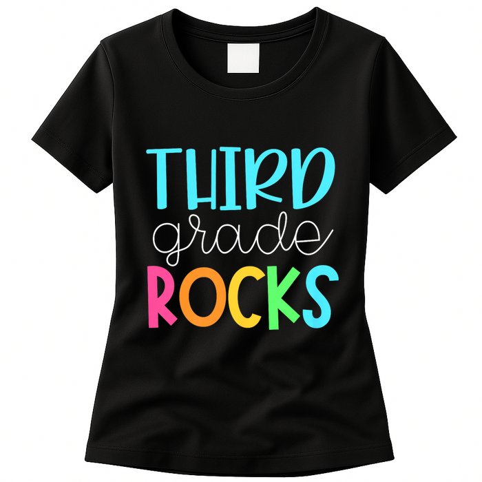 3rd Teacher Team Third Grade Rocks First Day Of Back To School Womens T-Shirt