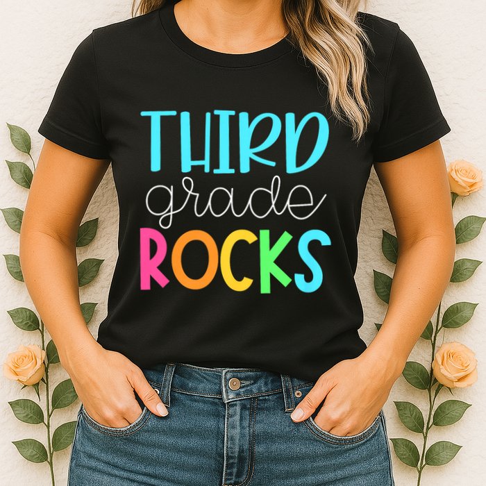 3rd Teacher Team Third Grade Rocks First Day Of Back To School Womens T-Shirt