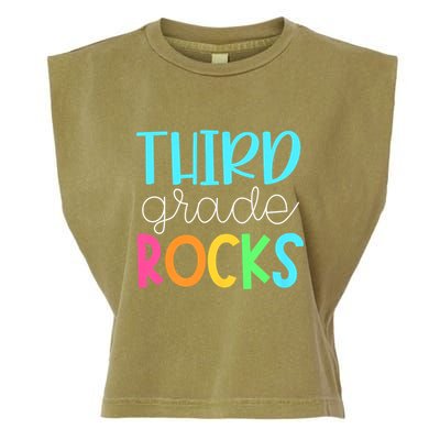 3rd Teacher Team Third Grade Rocks First Day Of Back To School Garment-Dyed Women's Muscle Tee