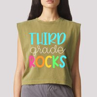 3rd Teacher Team Third Grade Rocks First Day Of Back To School Garment-Dyed Women's Muscle Tee