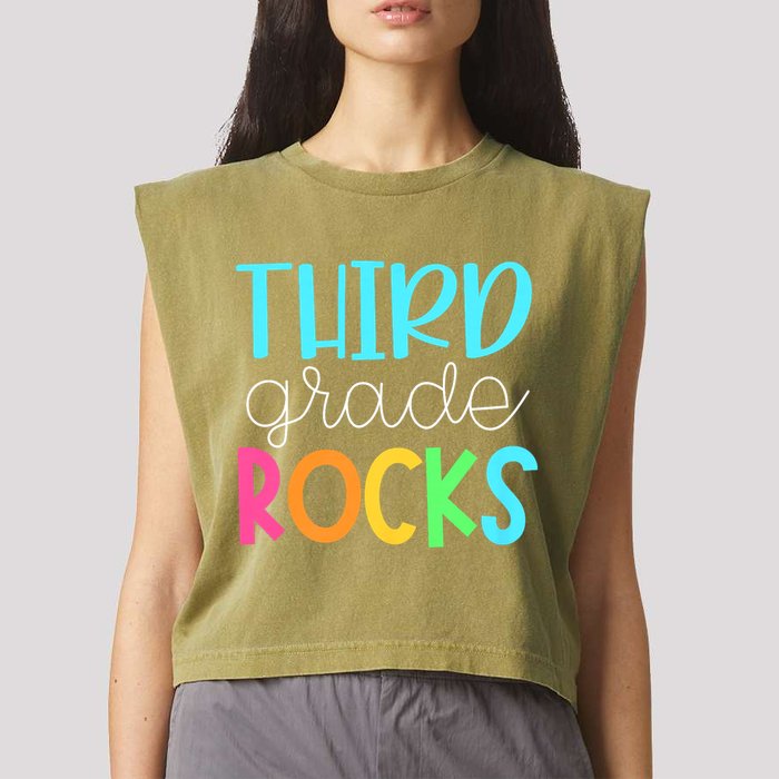 3rd Teacher Team Third Grade Rocks First Day Of Back To School Garment-Dyed Women's Muscle Tee
