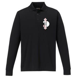 3 Three Up 3 Three Down Cool Baseball Gift Performance Long Sleeve Polo