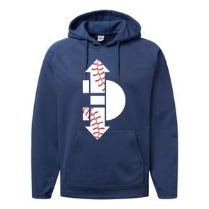 3 Three Up 3 Three Down Cool Baseball Gift Performance Fleece Hoodie