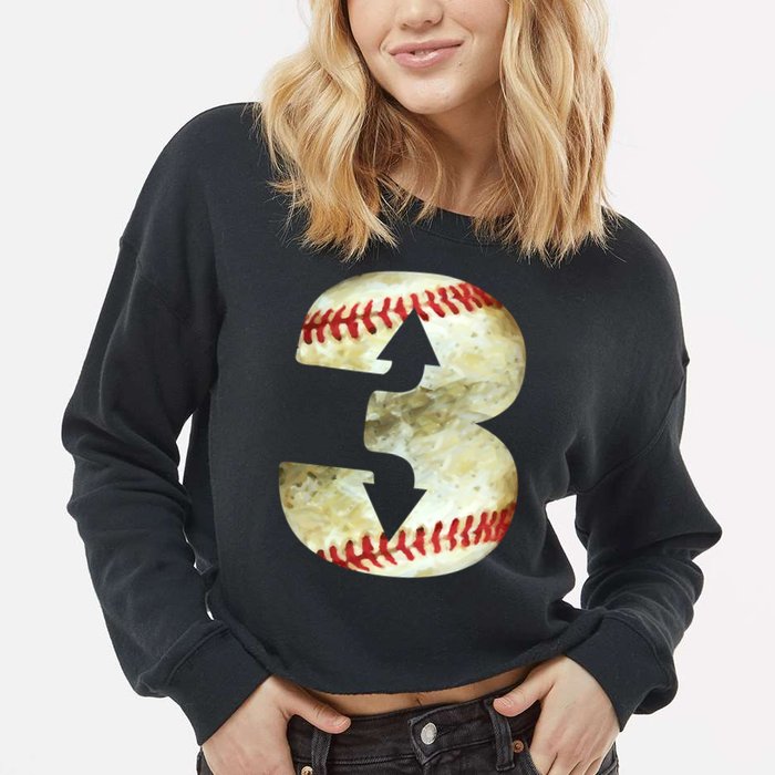 3 Up 3 Down Three Up Three Down Baseball Softball Player Gift Cropped Pullover Crew