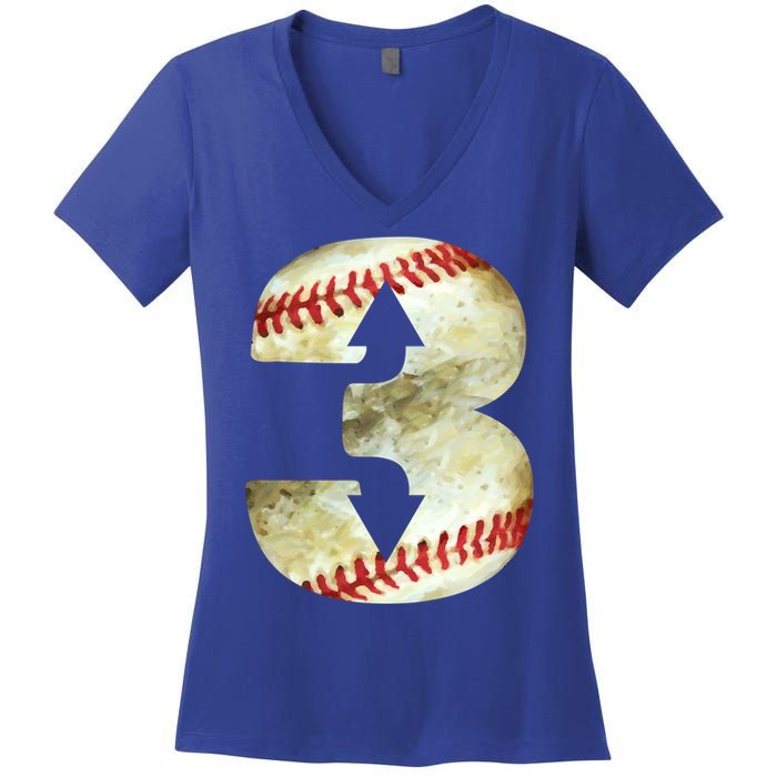 3 Up 3 Down Three Up Three Down Baseball Softball Player Gift Women's V-Neck T-Shirt