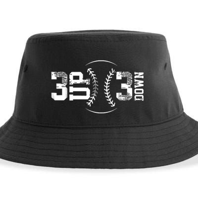 3 Up 3 Down Three Up Three Down Baseball Sustainable Bucket Hat