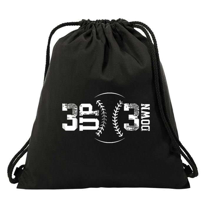 3 Up 3 Down Three Up Three Down Baseball Drawstring Bag