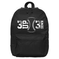 3 Up 3 Down Three Up Three Down Baseball 16 in Basic Backpack
