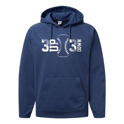 3 Up 3 Down Three Up Three Down Baseball Performance Fleece Hoodie