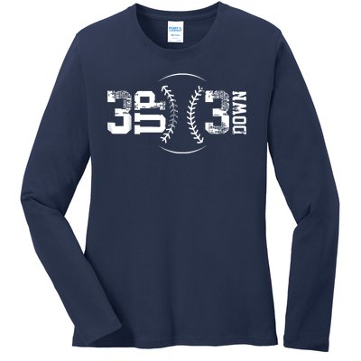 3 Up 3 Down Three Up Three Down Baseball Ladies Long Sleeve Shirt