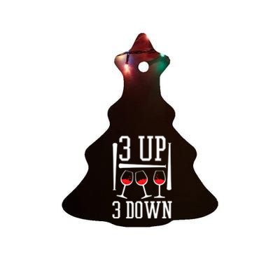 3 Up 3 Down Funny Wine Lover Baseball Game Fan Cool Saying Cute Gift Ceramic Tree Ornament