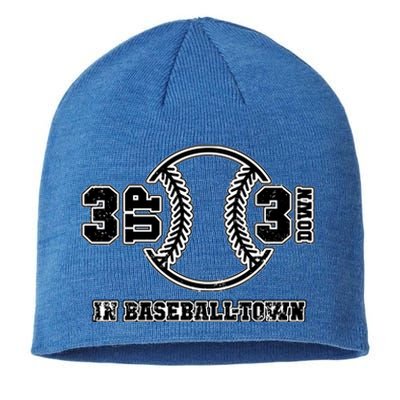 3 Up 3 Down In Baseball Town Graphic Gift Sustainable Beanie