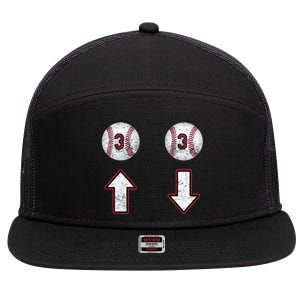 3 Up 3 Down Gift Three Up Three Down Baseball Gift 7 Panel Mesh Trucker Snapback Hat