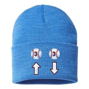 3 Up 3 Down Gift Three Up Three Down Baseball Gift Sustainable Knit Beanie