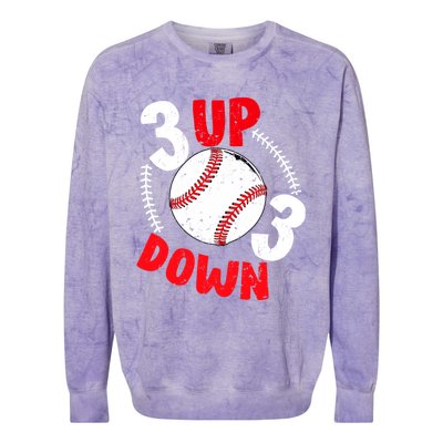 3 Up 3 Down Three Up Three Down Baseball Softball Players Gift Colorblast Crewneck Sweatshirt