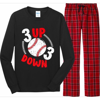 3 Up 3 Down Three Up Three Down Baseball Softball Players Gift Long Sleeve Pajama Set