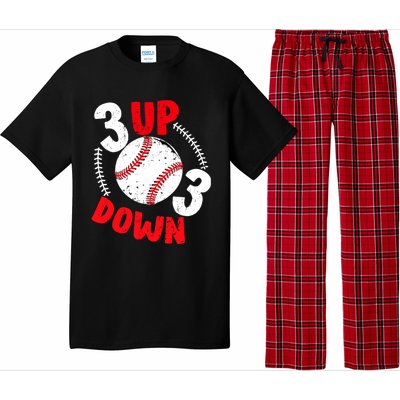 3 Up 3 Down Three Up Three Down Baseball Softball Players Gift Pajama Set