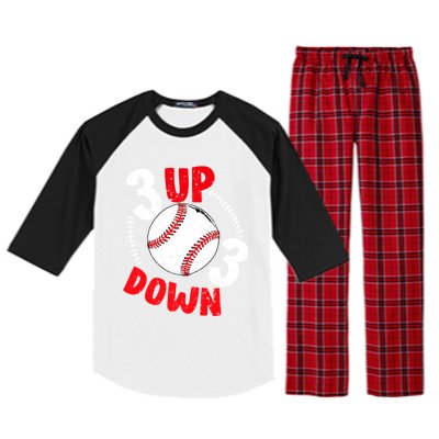 3 Up 3 Down Three Up Three Down Baseball Softball Players Gift Raglan Sleeve Pajama Set