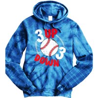 3 Up 3 Down Three Up Three Down Baseball Softball Players Gift Tie Dye Hoodie