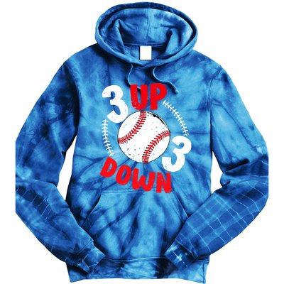 3 Up 3 Down Three Up Three Down Baseball Softball Players Gift Tie Dye Hoodie